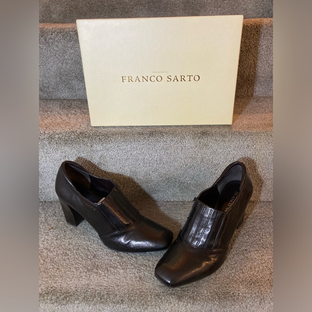 In Great Condition! Franco Sarto Chocolate Brown Leather Heeled Shoes
